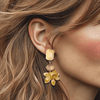 Crème Agate Flower Earrings | Gold - Muze Earrings