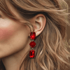 Crimson Passion Earrings | Gold - Muze Earrings