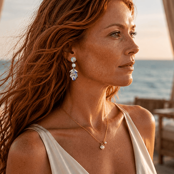 Crystal AB Flower Earrings | Silver - Muze Earrings