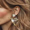 Crystal AB Hummingbird Earrings | Gold - Muze Earrings