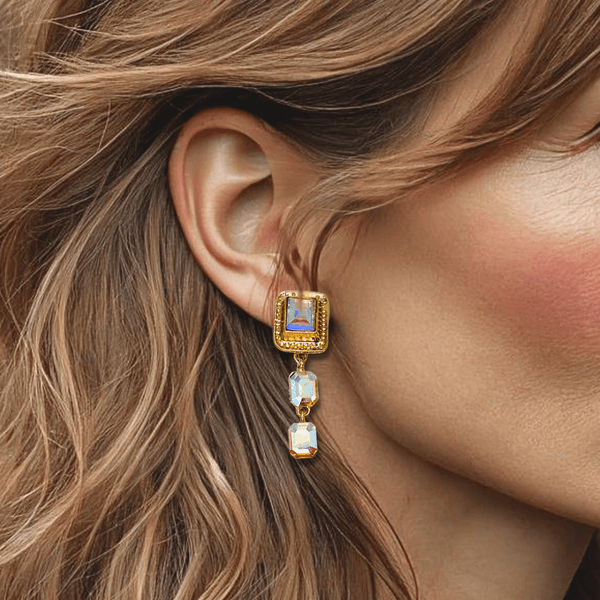Crystal AB Hummingbird Earrings | Gold - Muze Earrings