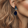 Dark Blue Crystal Earrings | Gold - Muze Earrings