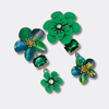 Dark Green Flower Earrings | Gold - Muze Earrings