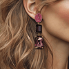 Dark Purple Pink Earrings | Gold - Muze Earrings