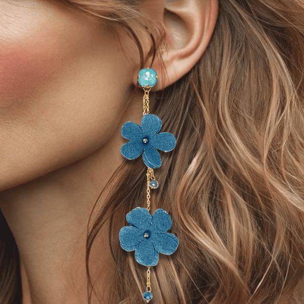 Denim Festival Bloom Earrings | Gold - Muze Earrings