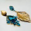 Earrings Aqua Blue Leaf | Gold - Muze Earrings