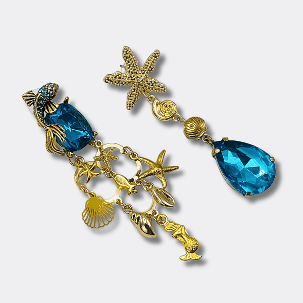 Earrings Aqua Sea Treasures | Gold - Muze Earrings
