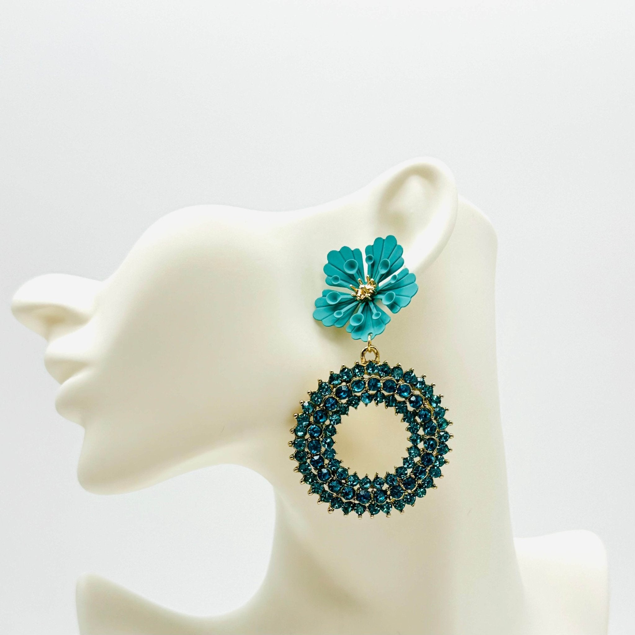 Earrings Azure Blue Flower | Gold - muze-earrings.com