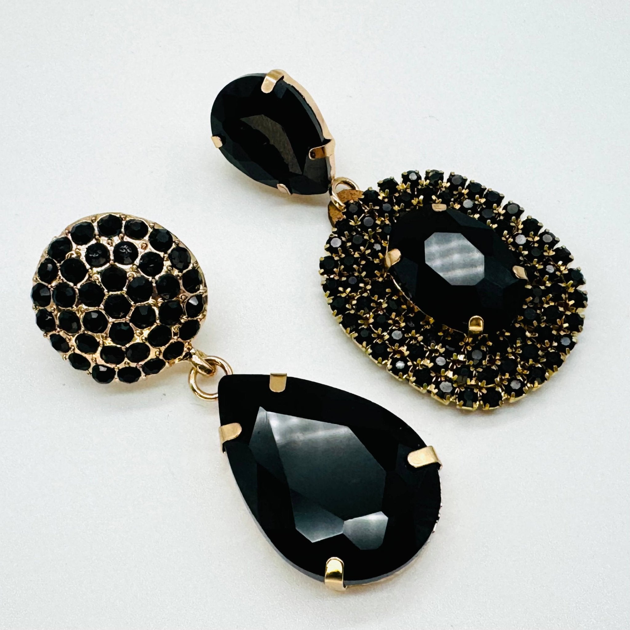 Earrings Black Double Drop | Gold - Muze Earrings