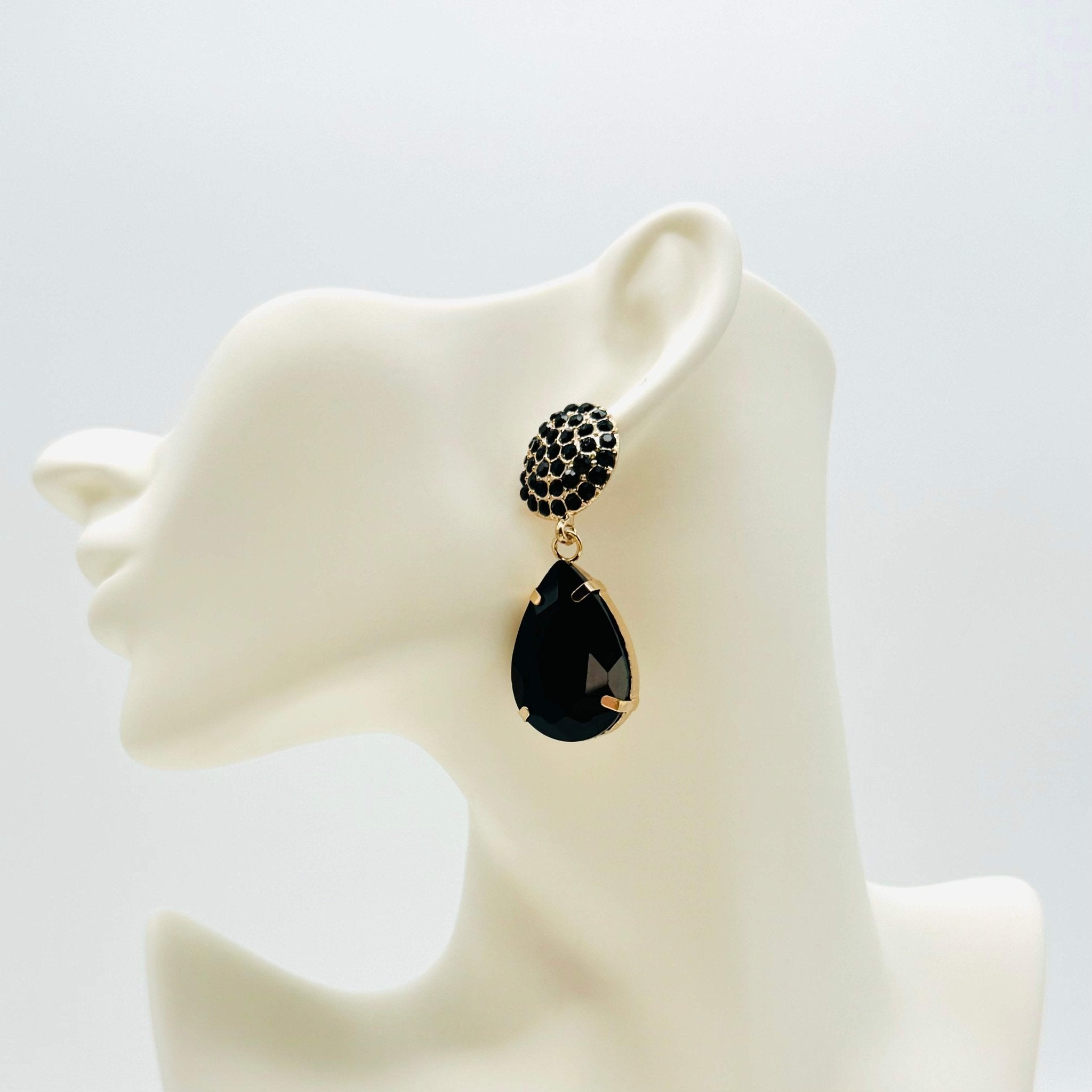 Earrings Black Double Drop | Gold - Muze Earrings