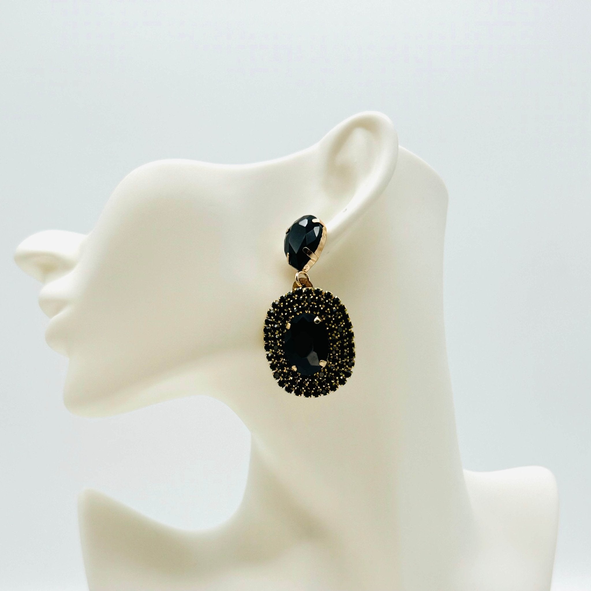 Earrings Black Double Drop | Gold - Muze Earrings