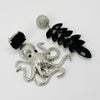 Earrings Black Octopus | Silver - Muze Earrings