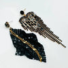 Earrings Black Woven Strass | Gold - Muze Earrings