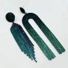 Earrings Blue Green Black Strass | Silver - Muze Earrings