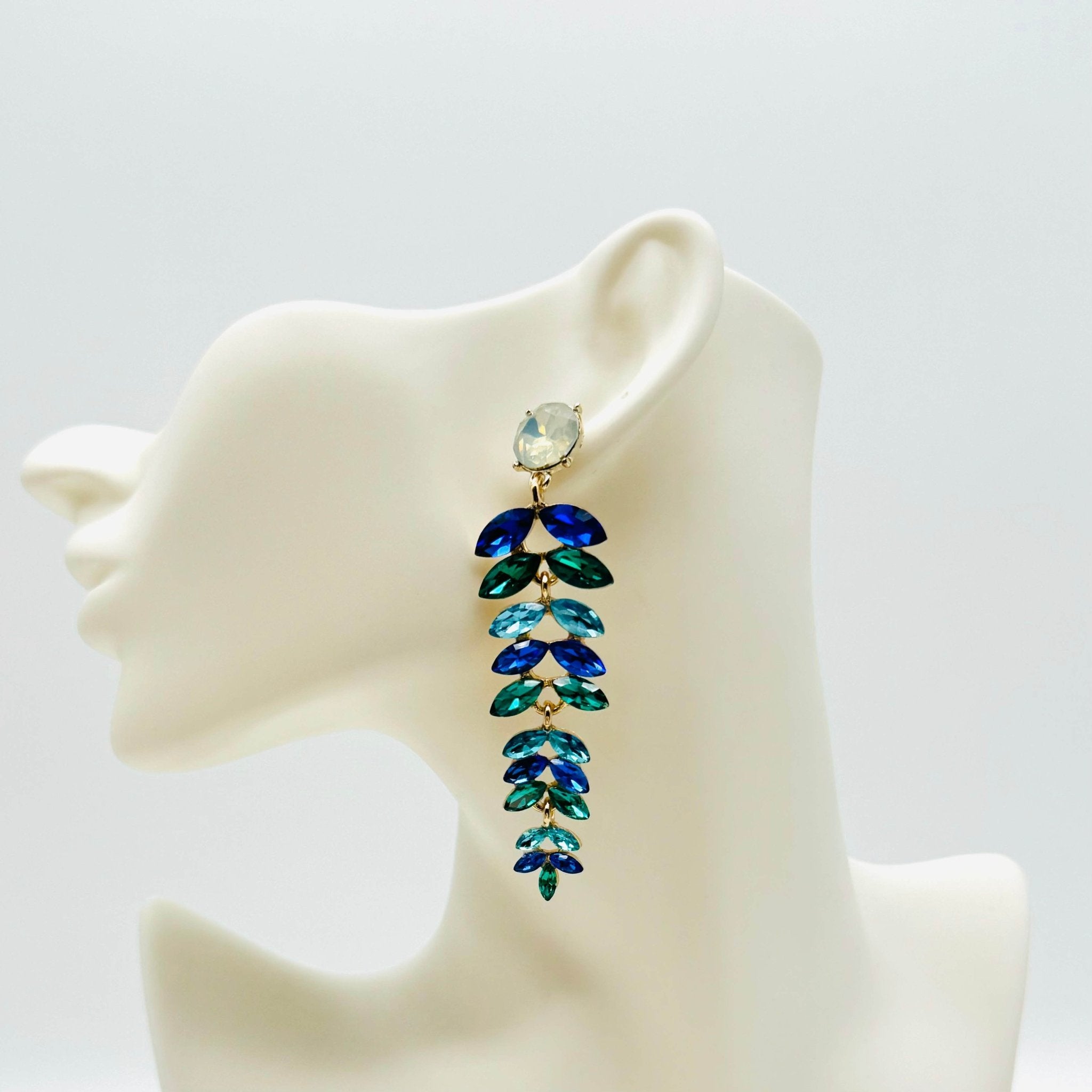 Earrings Blue Green Peacock | Gold - Muze Earrings