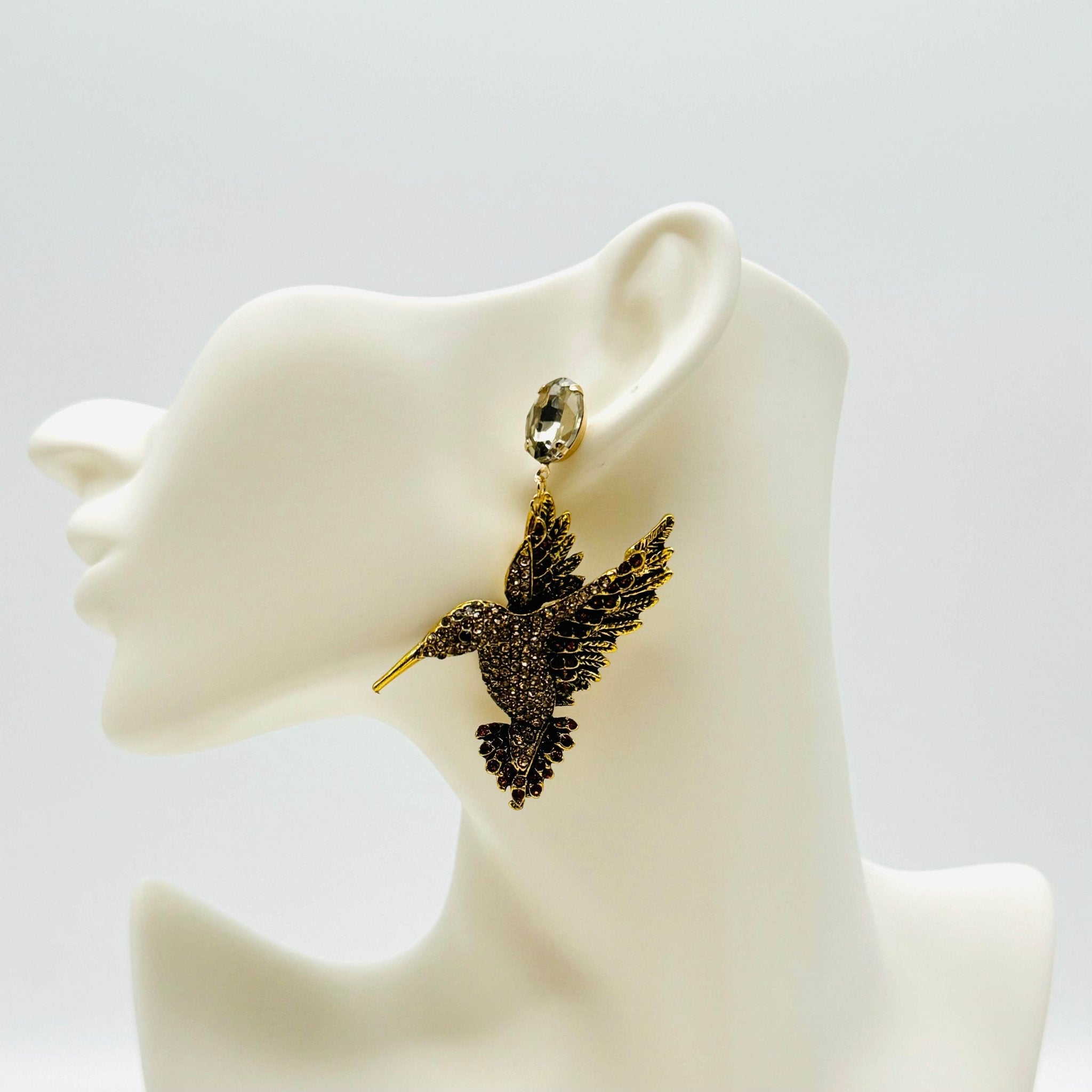 Earrings Champagne Humingbird | Gold - Muze Earrings