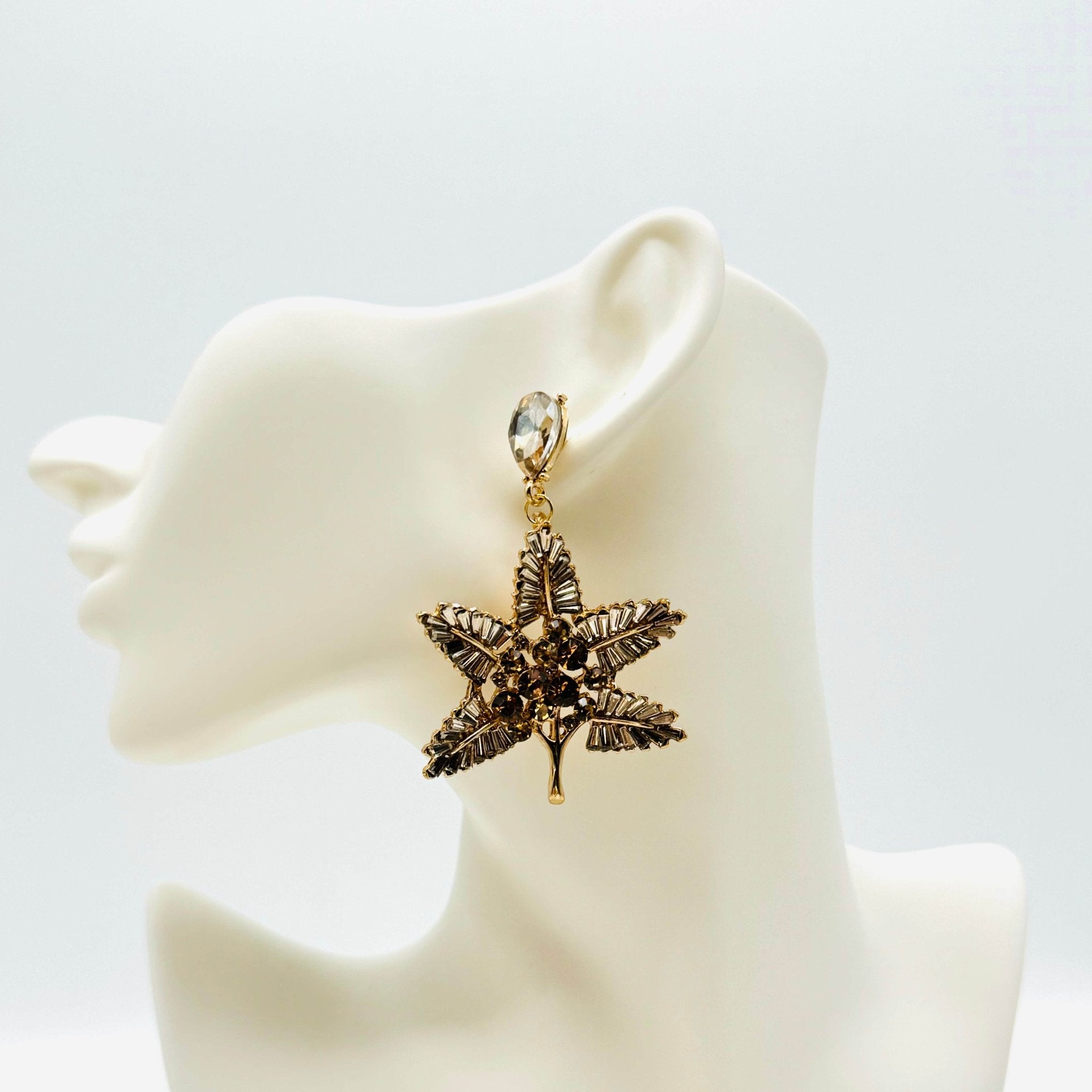 Earrings Champagne Leaf | Gold - Muze Earrings