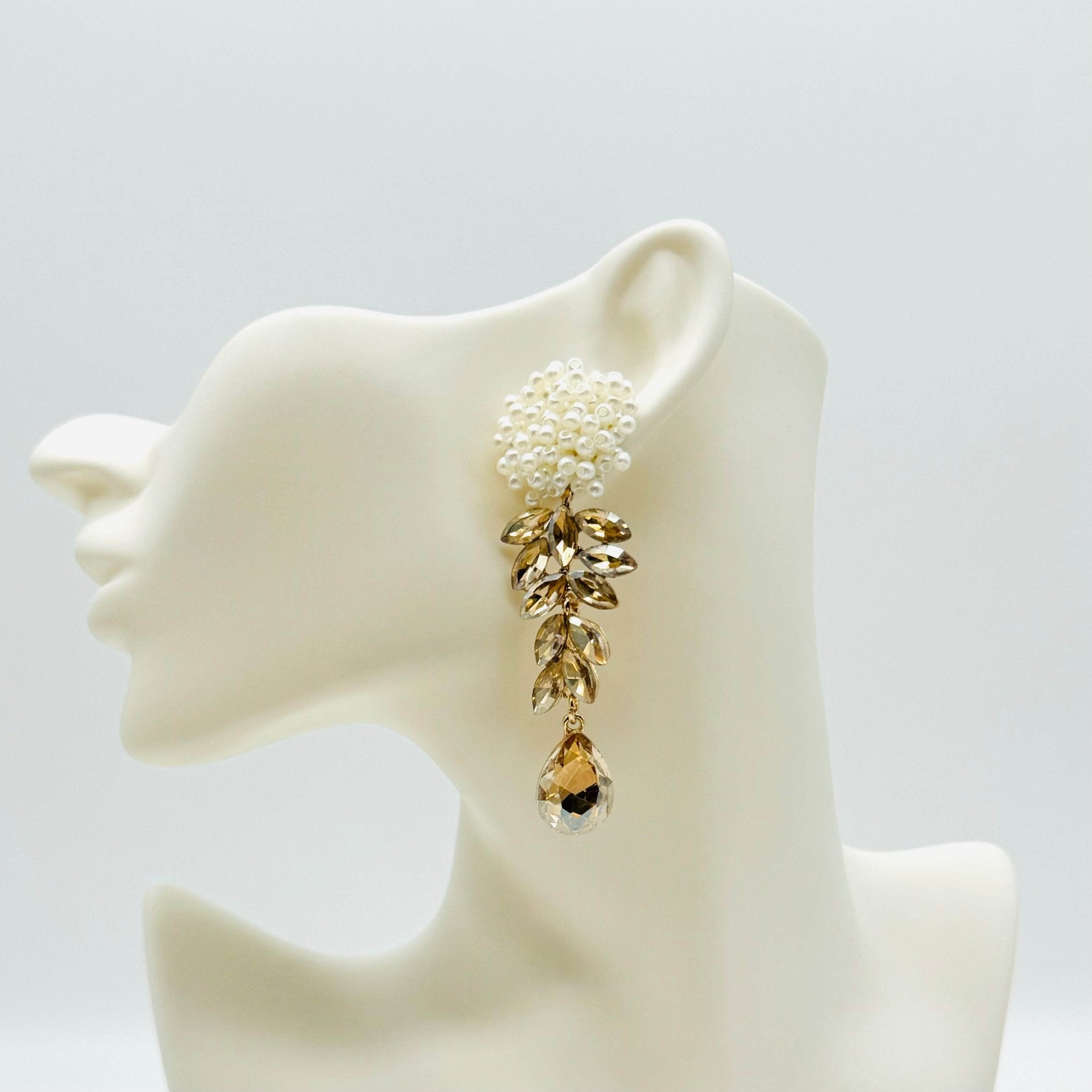 Earrings Champagne & Pearls Bride | Gold - Muze Earrings