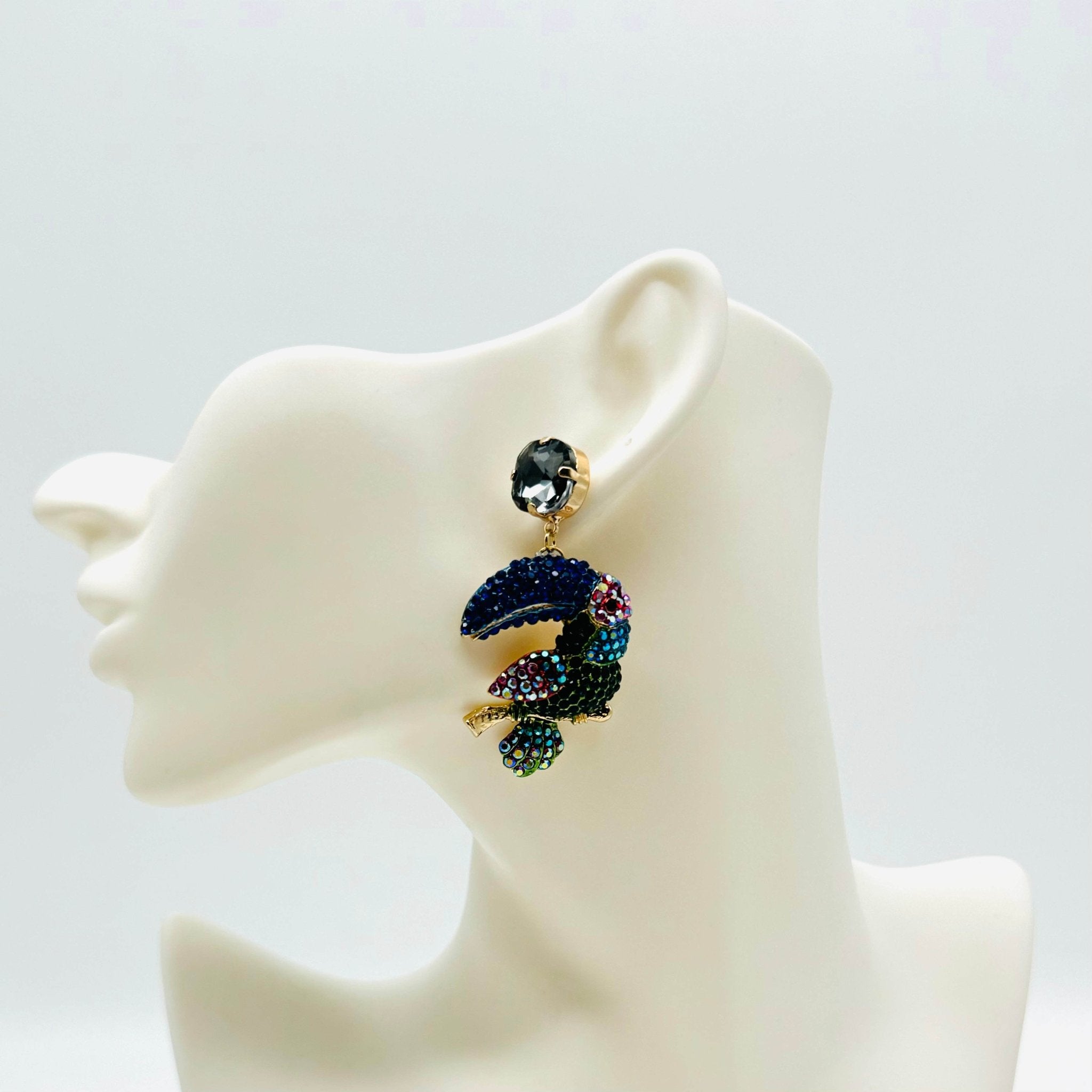 Earrings Colorful Toucan | Gold - Muze Earrings