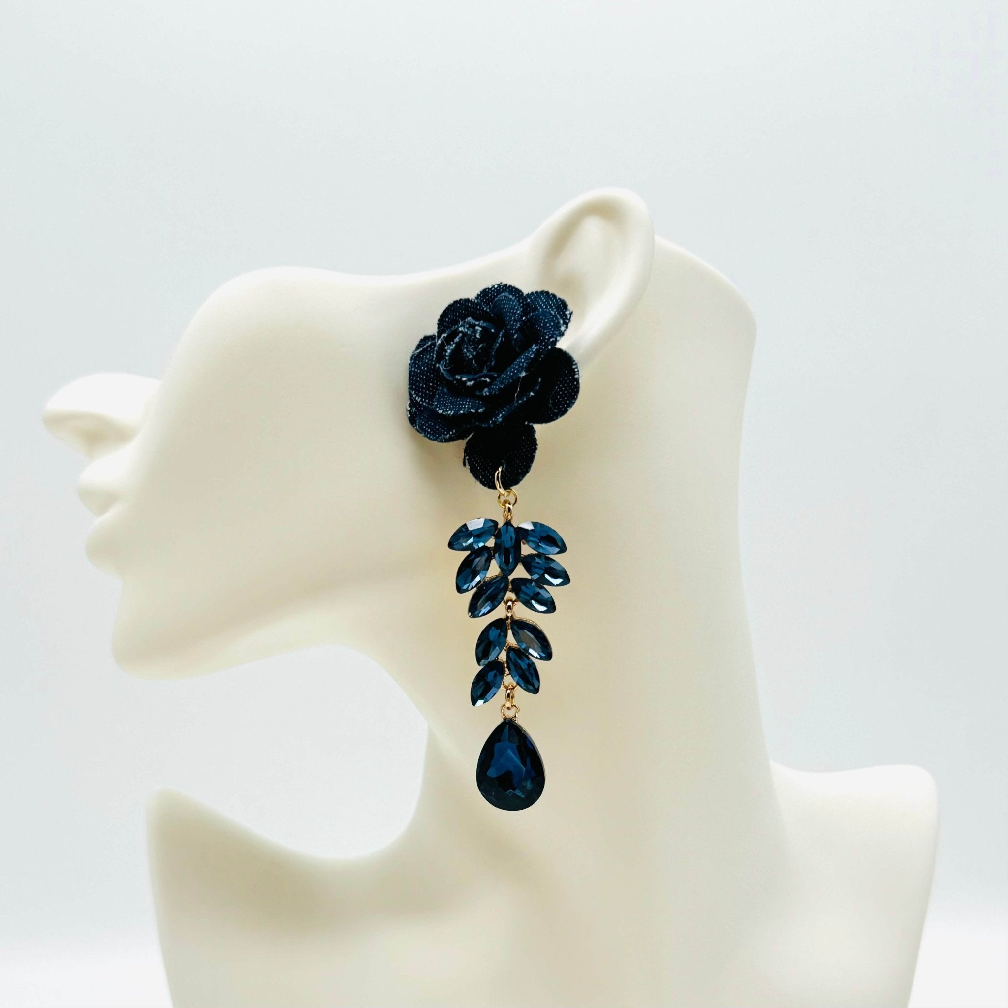 Earrings Dark Blue Denim | Gold - Muze Earrings