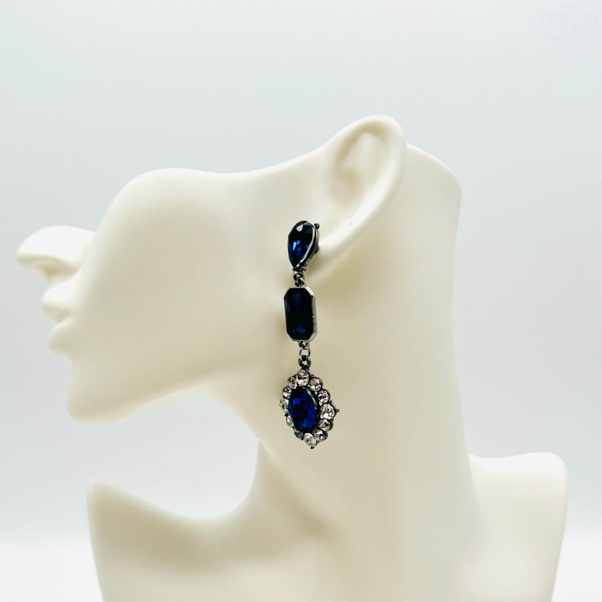 Earrings Dark Blue Glam | Silver - Muze Earrings