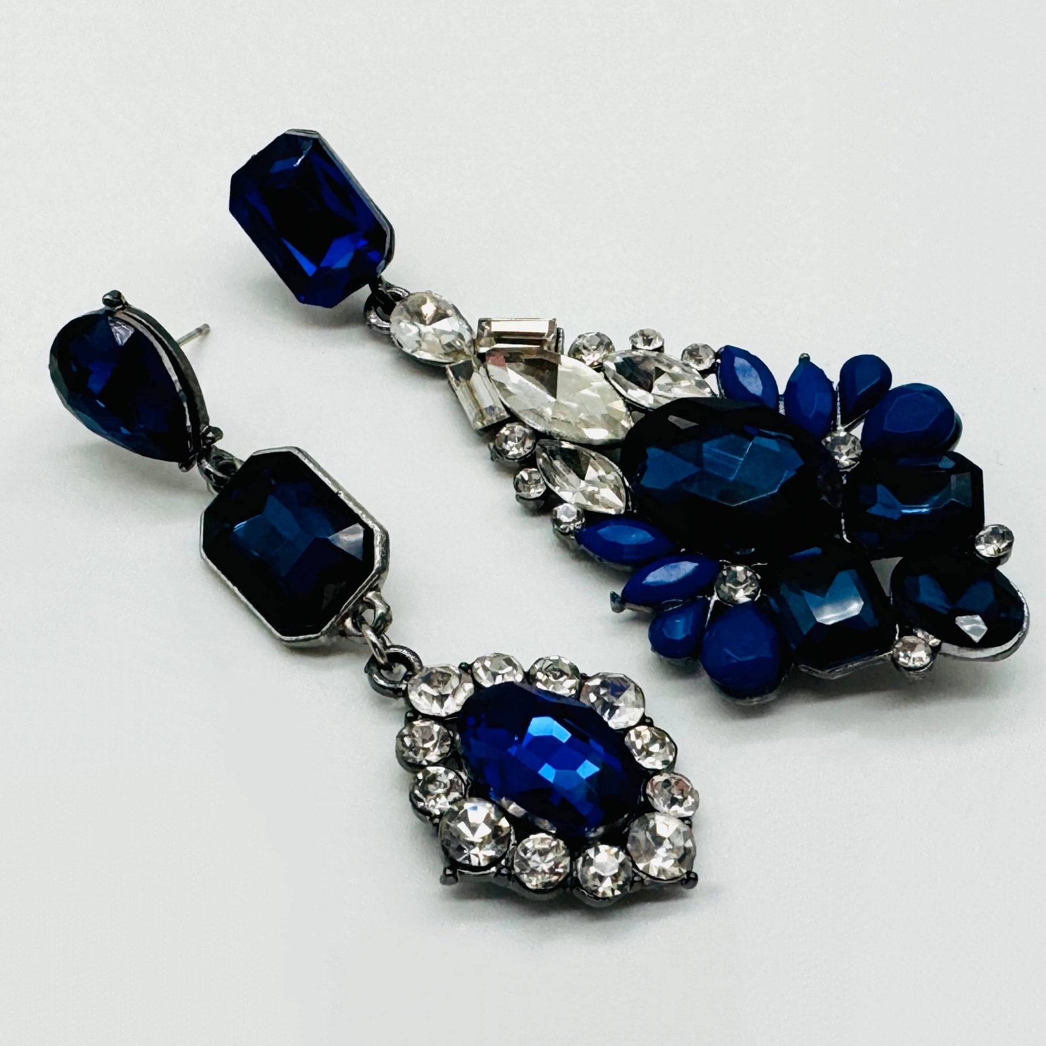 Earrings Dark Blue Glam | Silver - Muze Earrings