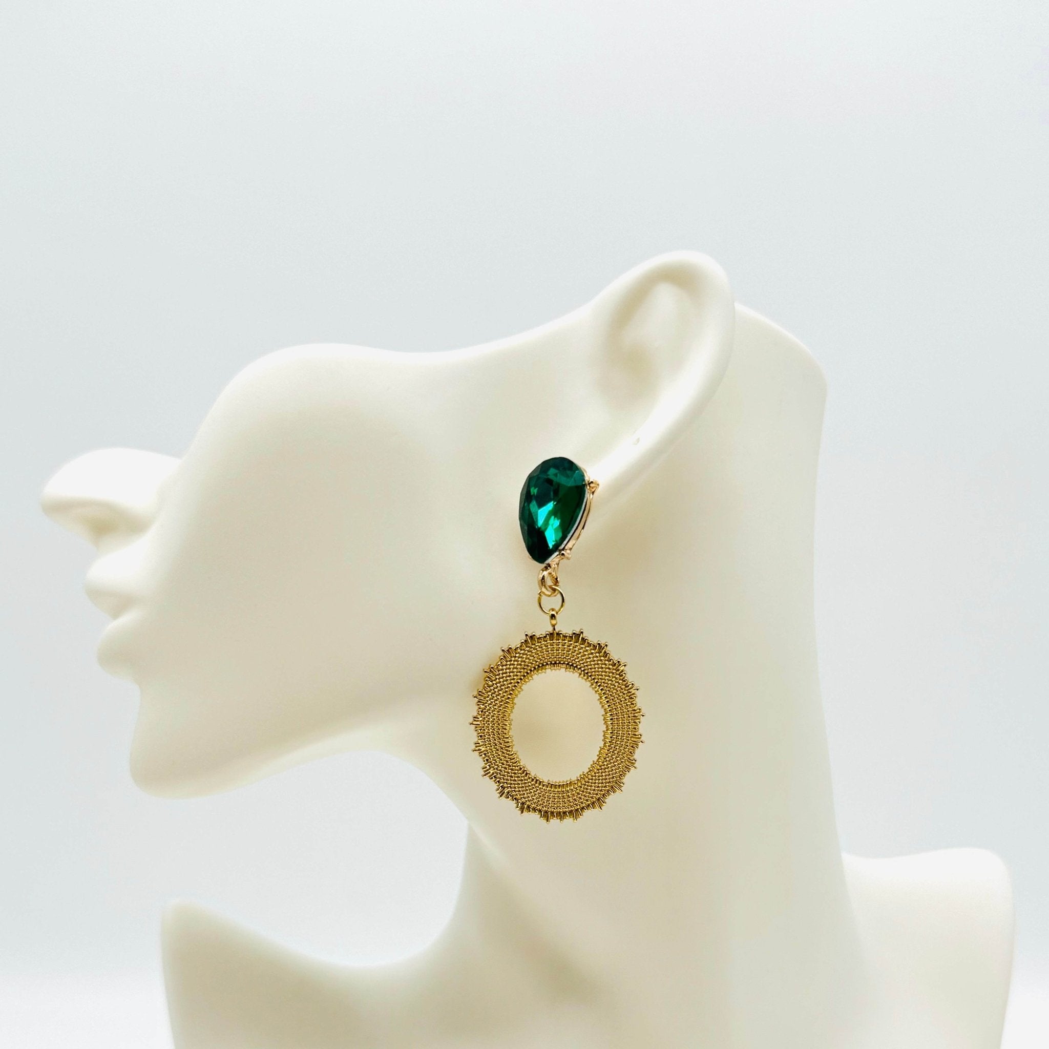 Earrings Dark Green Cylinder | Gold - Muze Earrings