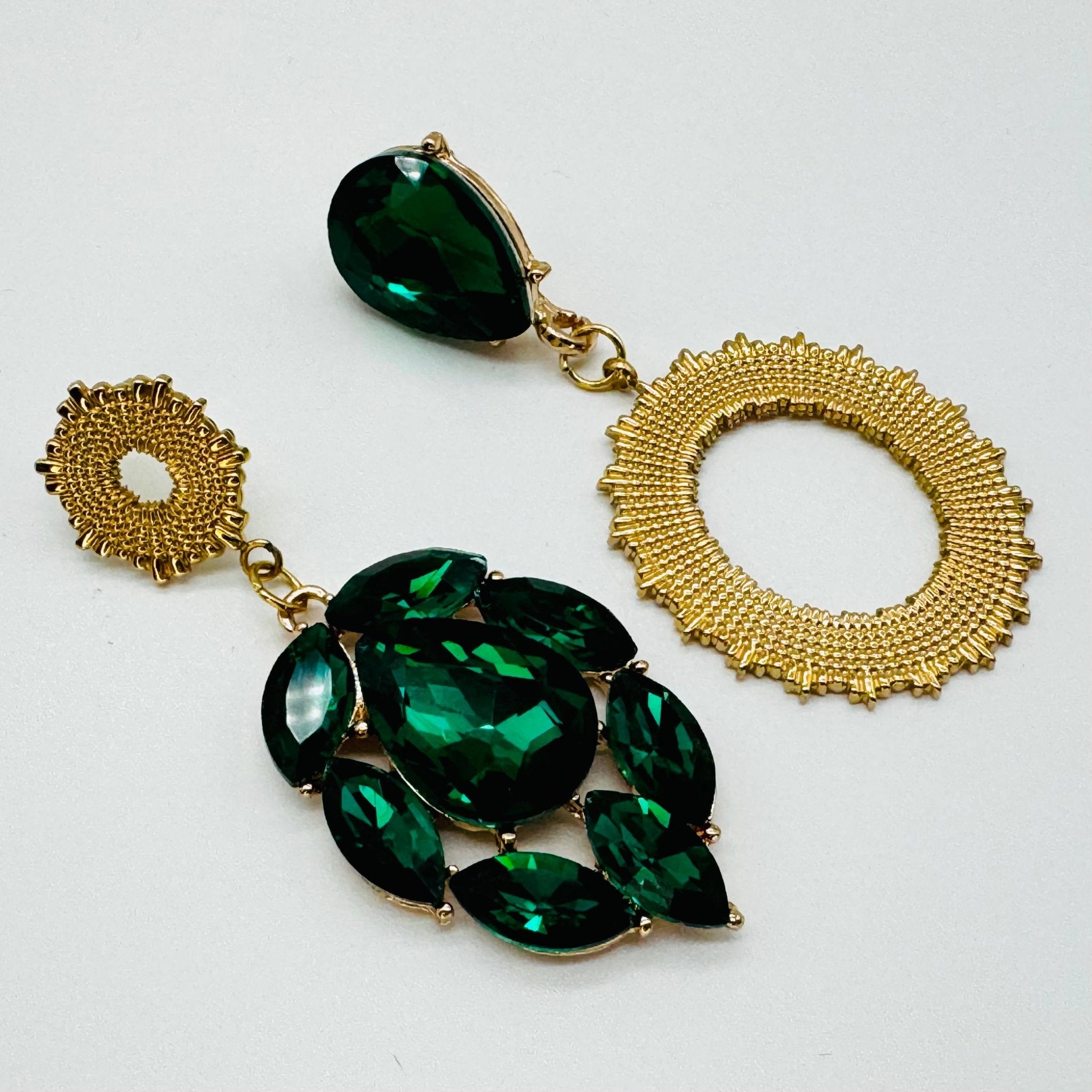 Earrings Dark Green Cylinder | Gold - Muze Earrings