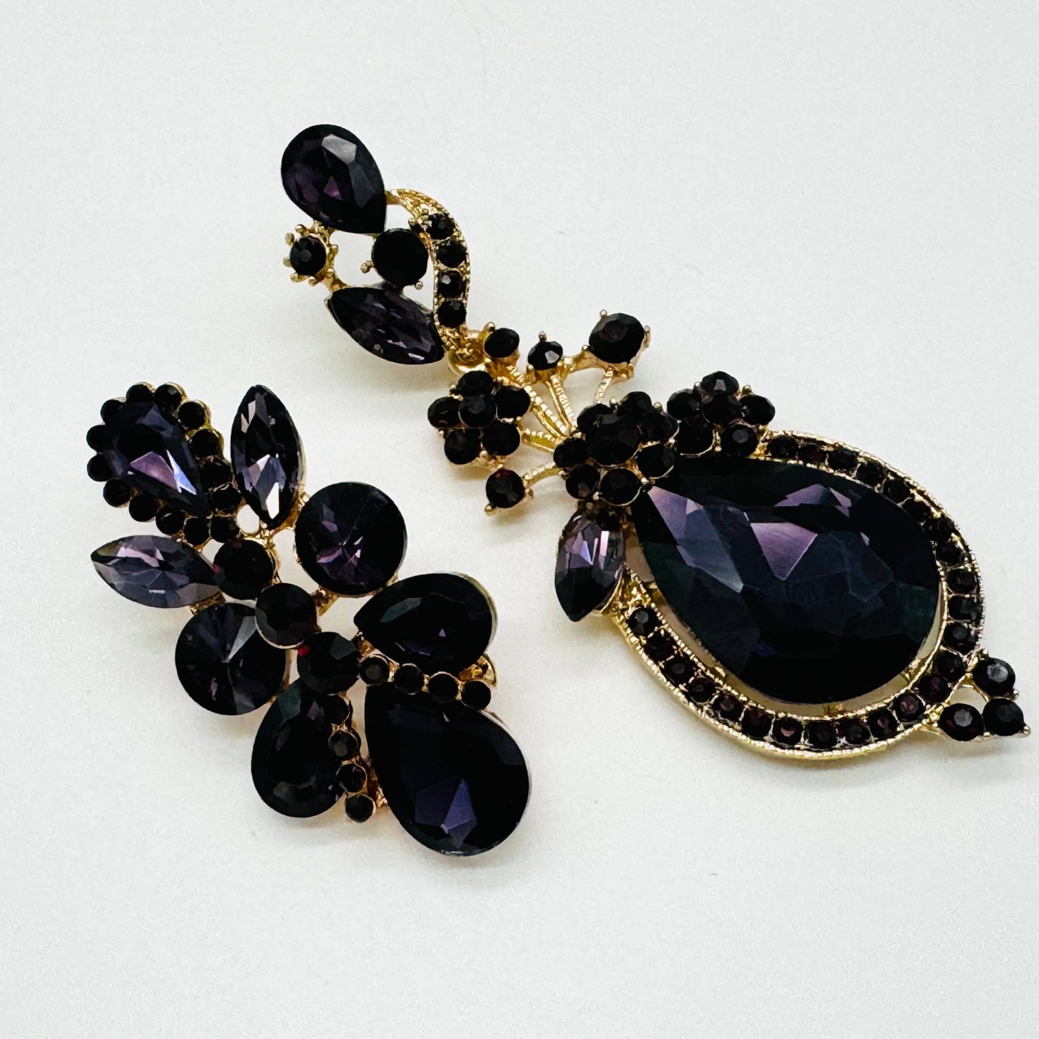 Earrings Dark Purple Glam | Gold - Muze Earrings