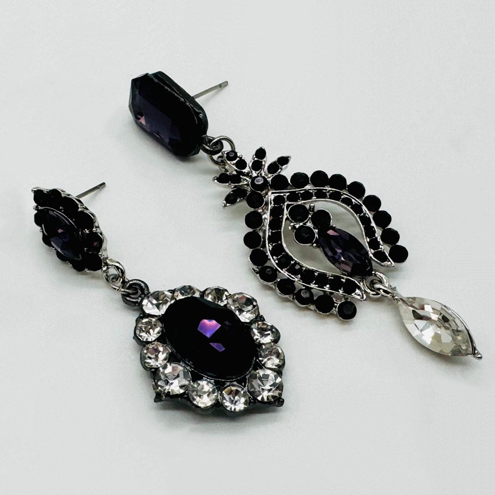 Earrings Dark Purple Strass | Silver - Muze Earrings