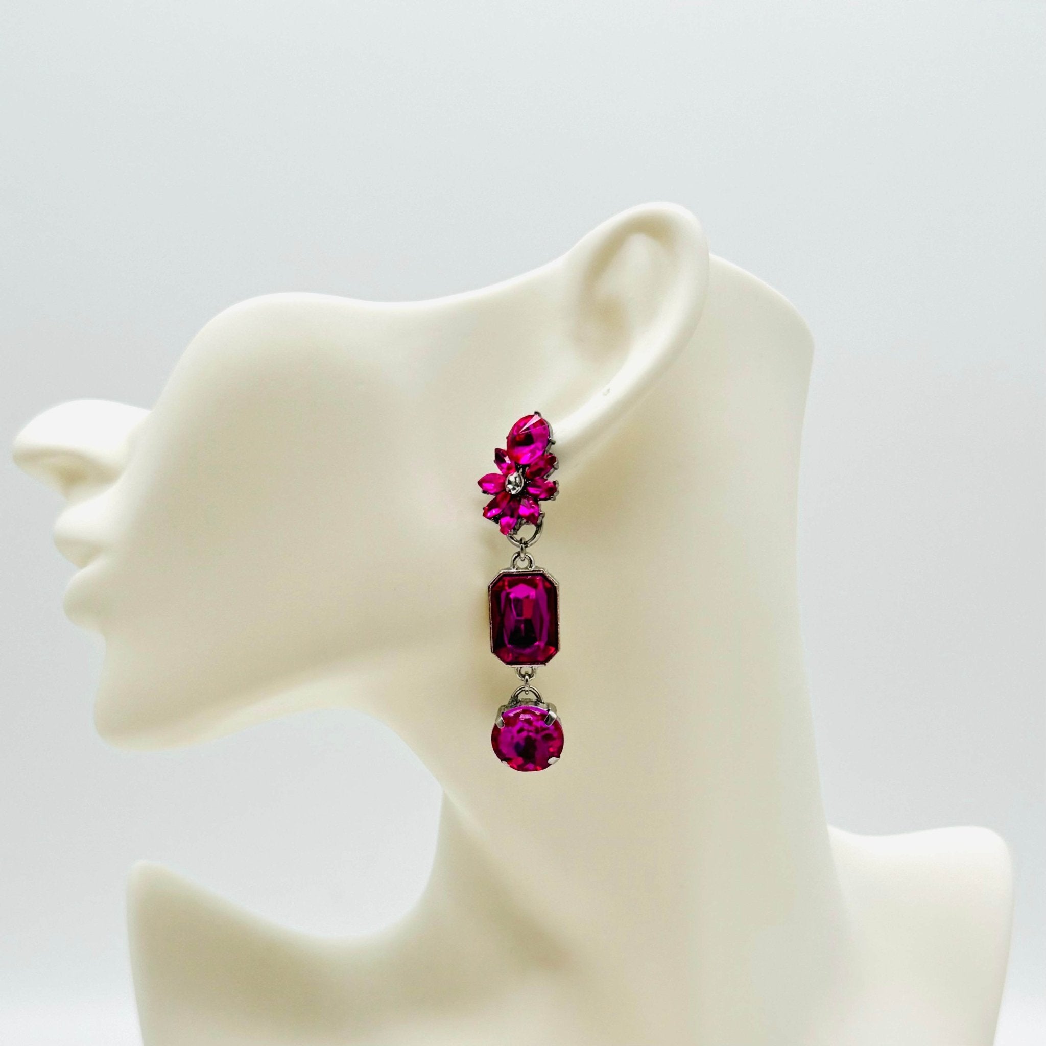 Earrings Fuchsia Glam | Silver - Muze Earrings