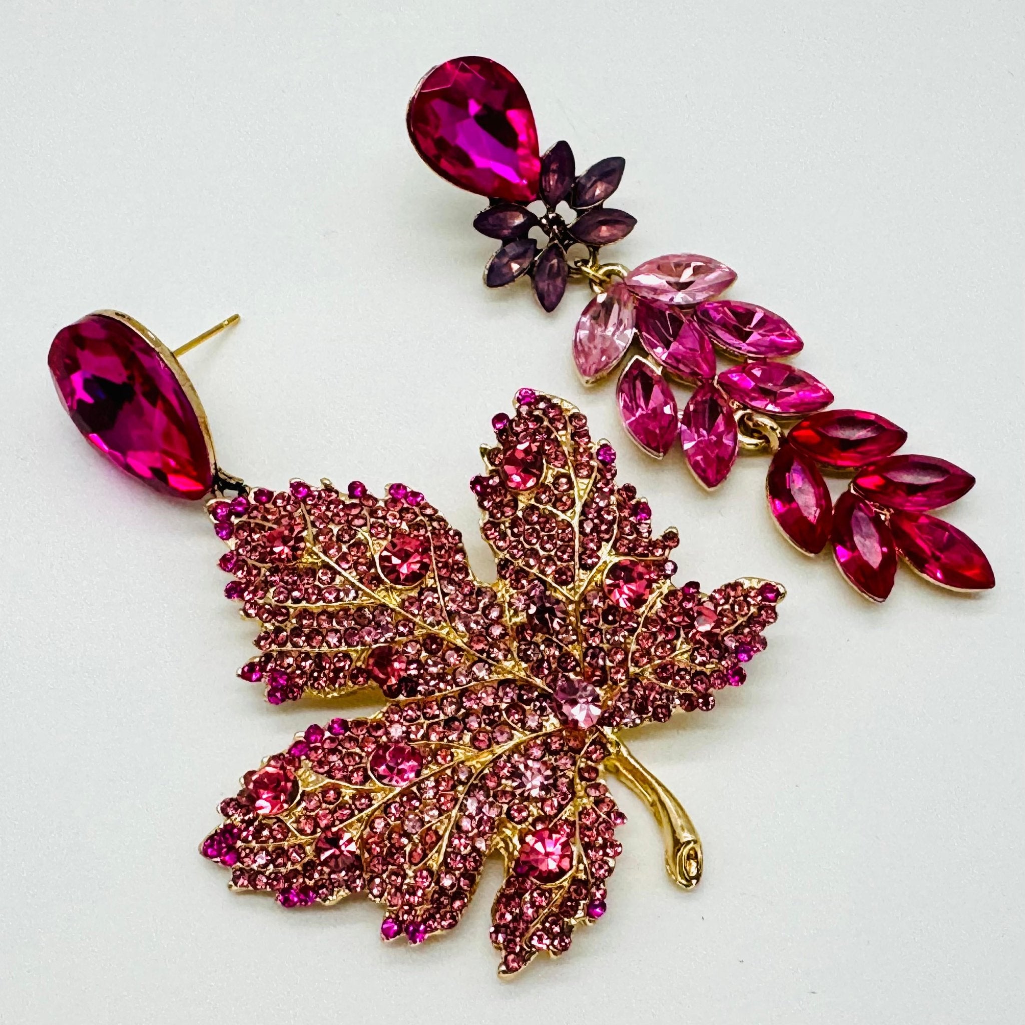 Earrings Fuchsia Maple Leaf | Gold - Muze Earrings