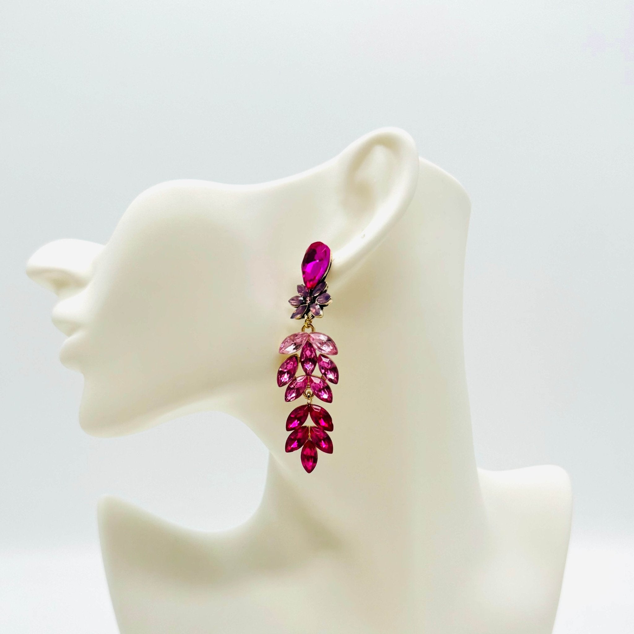 Earrings Fuchsia Maple Leaf | Gold - Muze Earrings