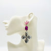 Earrings Fuchsia Pink Floral | Silver - muze-earrings.com