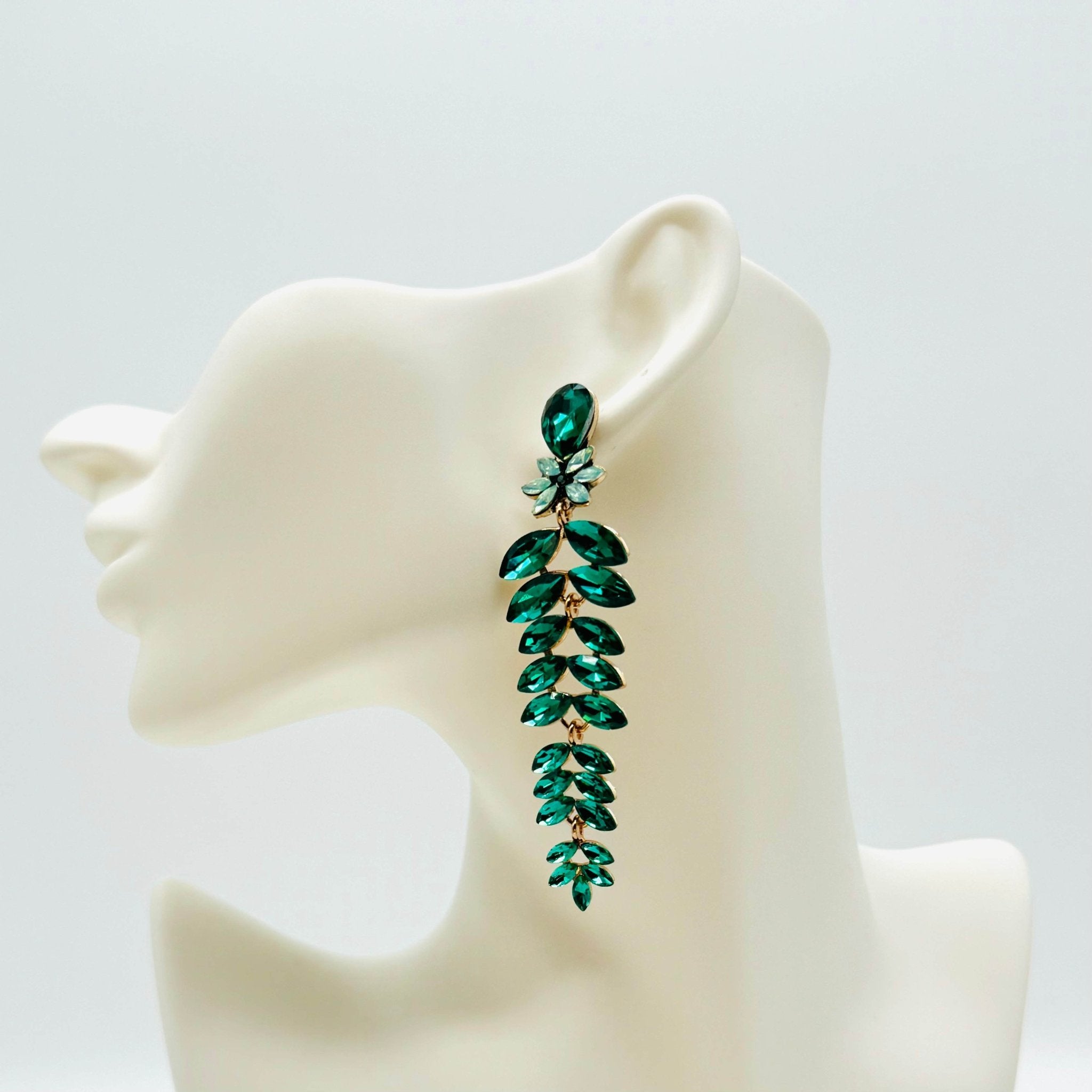 Earrings Green Peacock | Gold - Muze Earrings