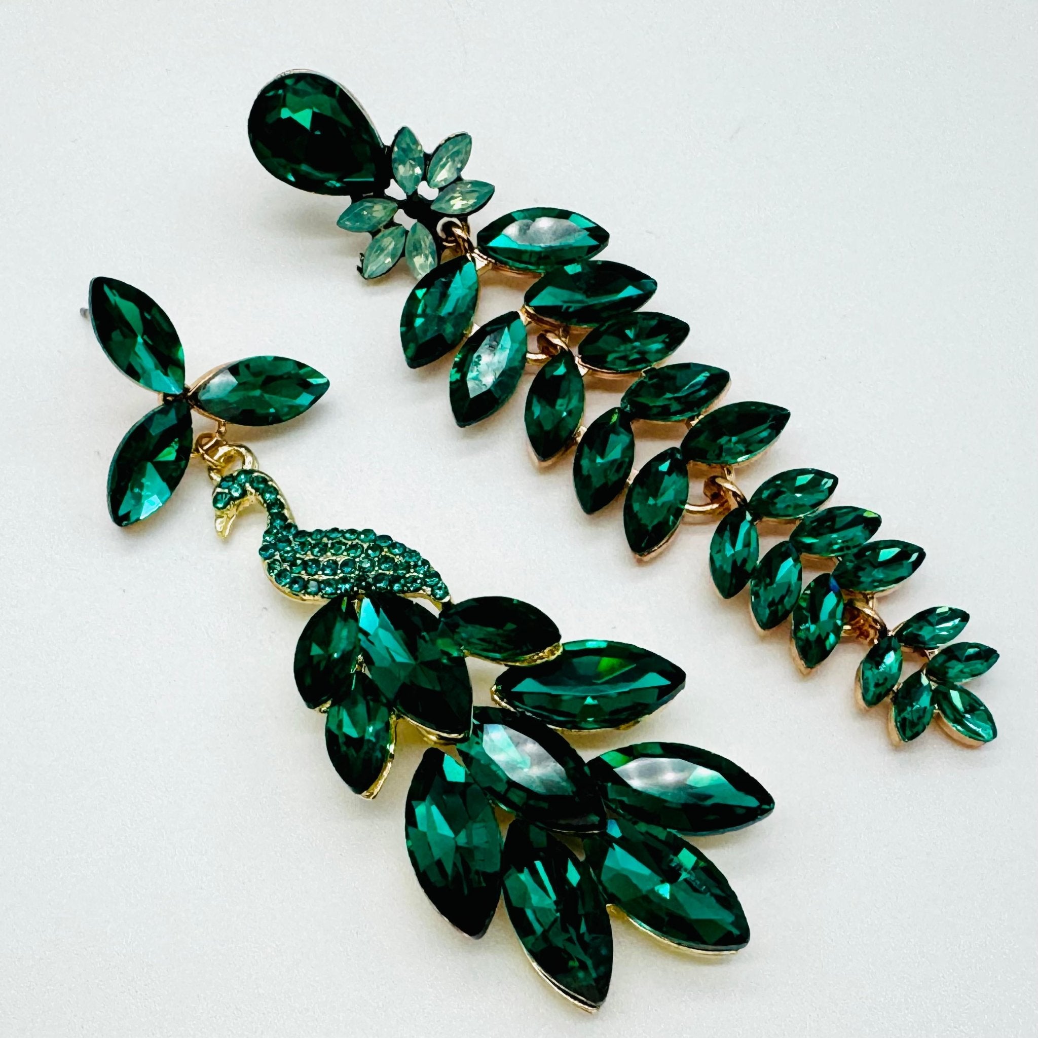 Earrings Green Peacock | Gold - Muze Earrings