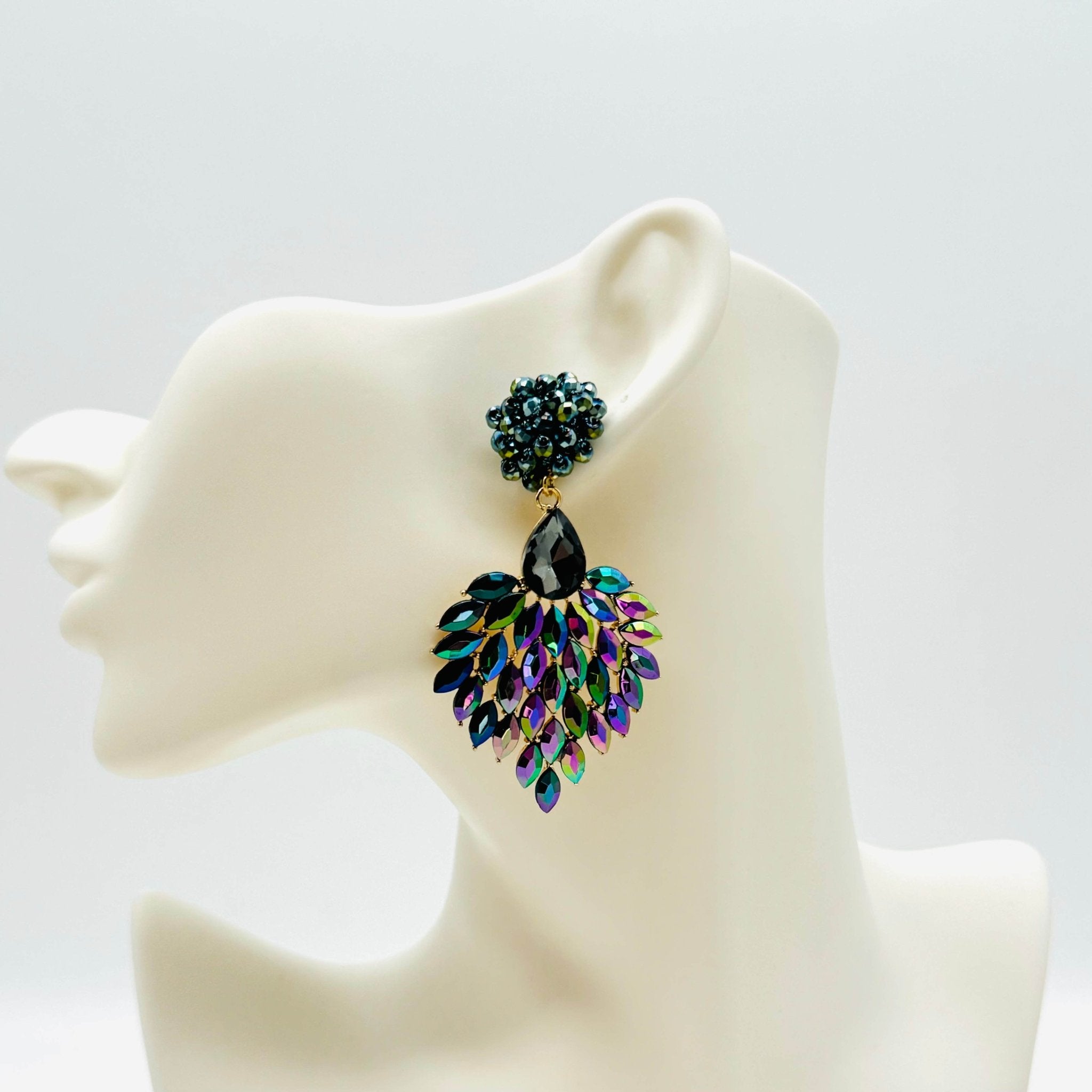 Earrings Green & Purple Glam | Gold - Muze Earrings