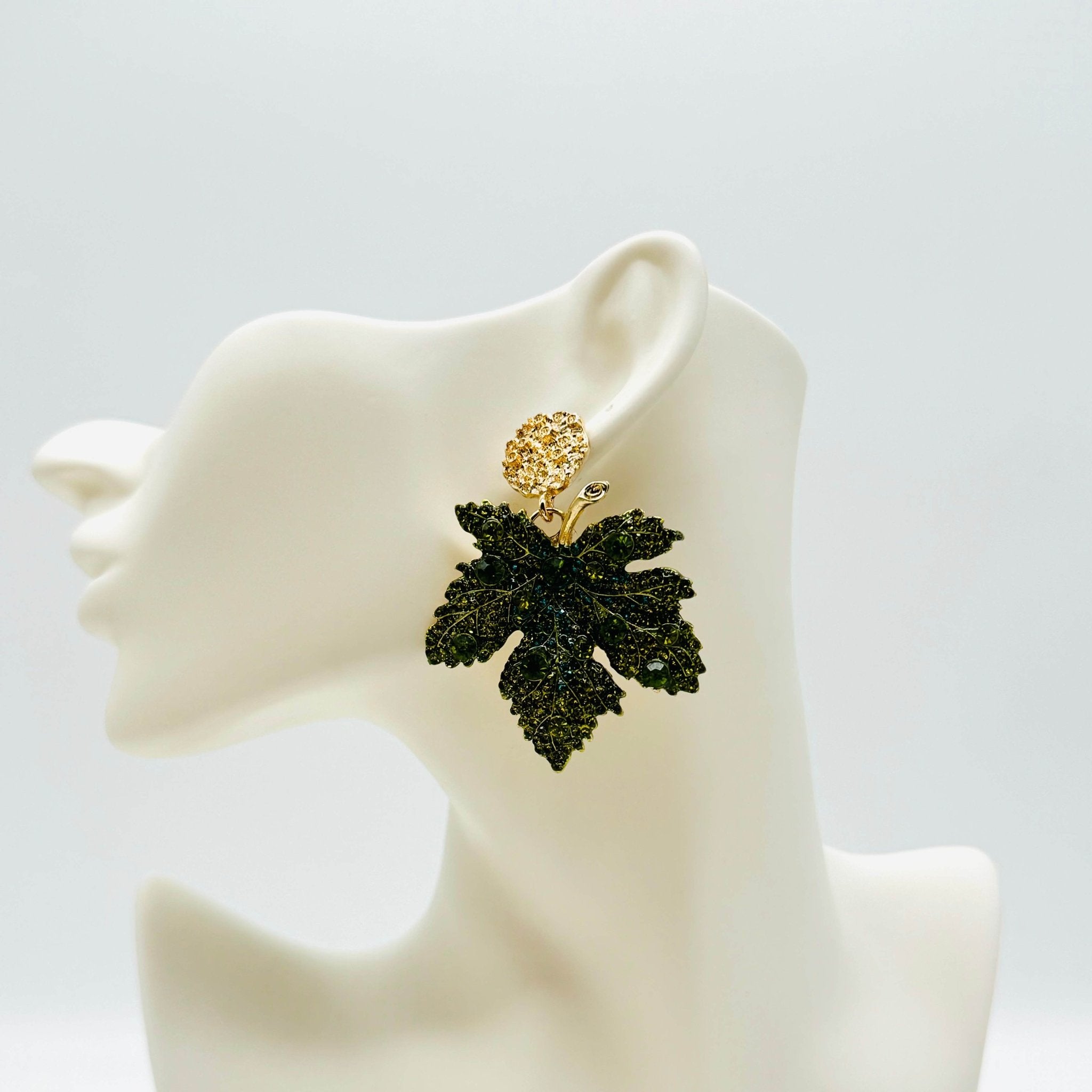 Earrings Green Strass Maple | Gold - Muze Earrings