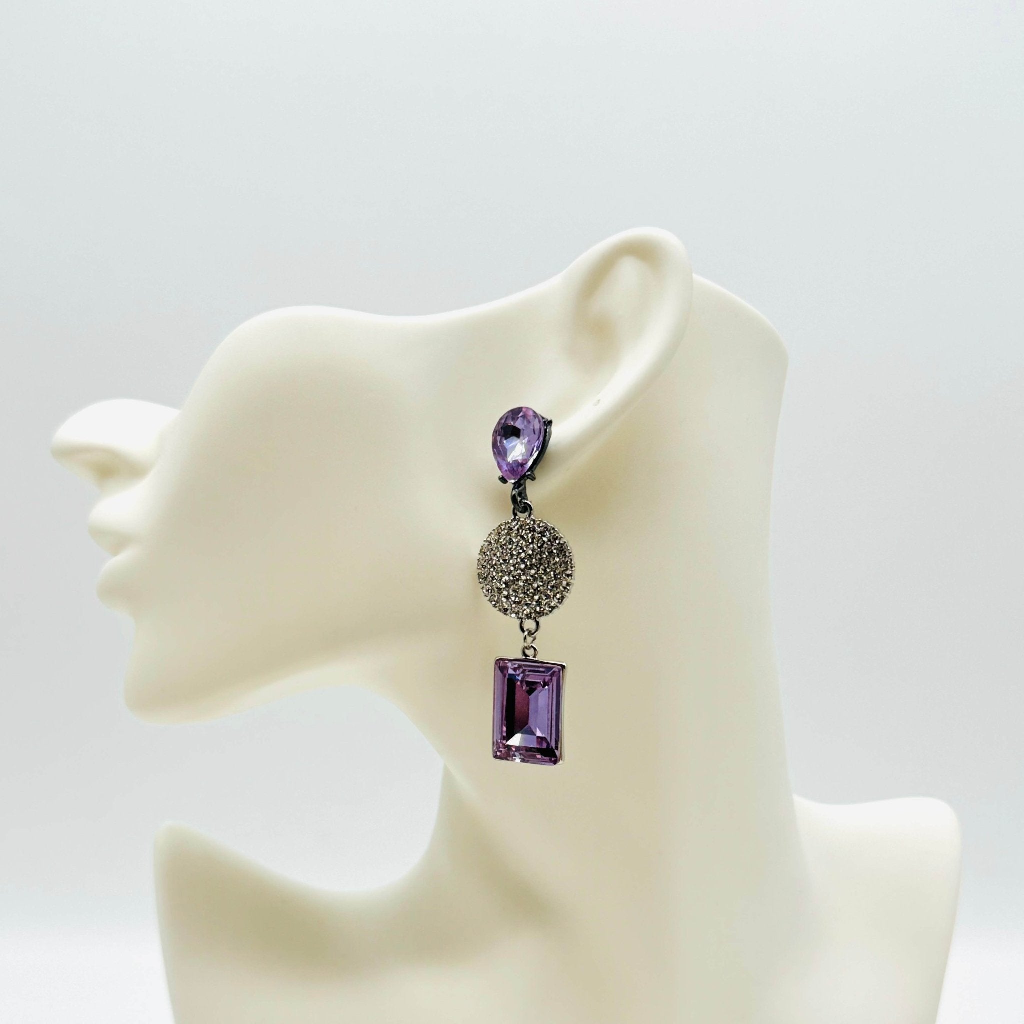 Earrings Lilac Crystal | Silver - Muze Earrings