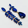 Earrings Long Cobalt Leafs | Gold - Muze Earrings