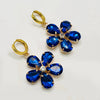 Earrings Mirrored Cobalt Flowers | Gold - Muze Earrings