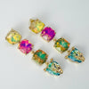 Handgemaakt statement oorbel earrings mirrored colorful leopard handgemaakt door MUZE earrings. Gratis geleverd binnen nederland en belgie.