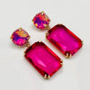 Earrings Mirrored Fuchsia AB | Gold - Muze Earrings