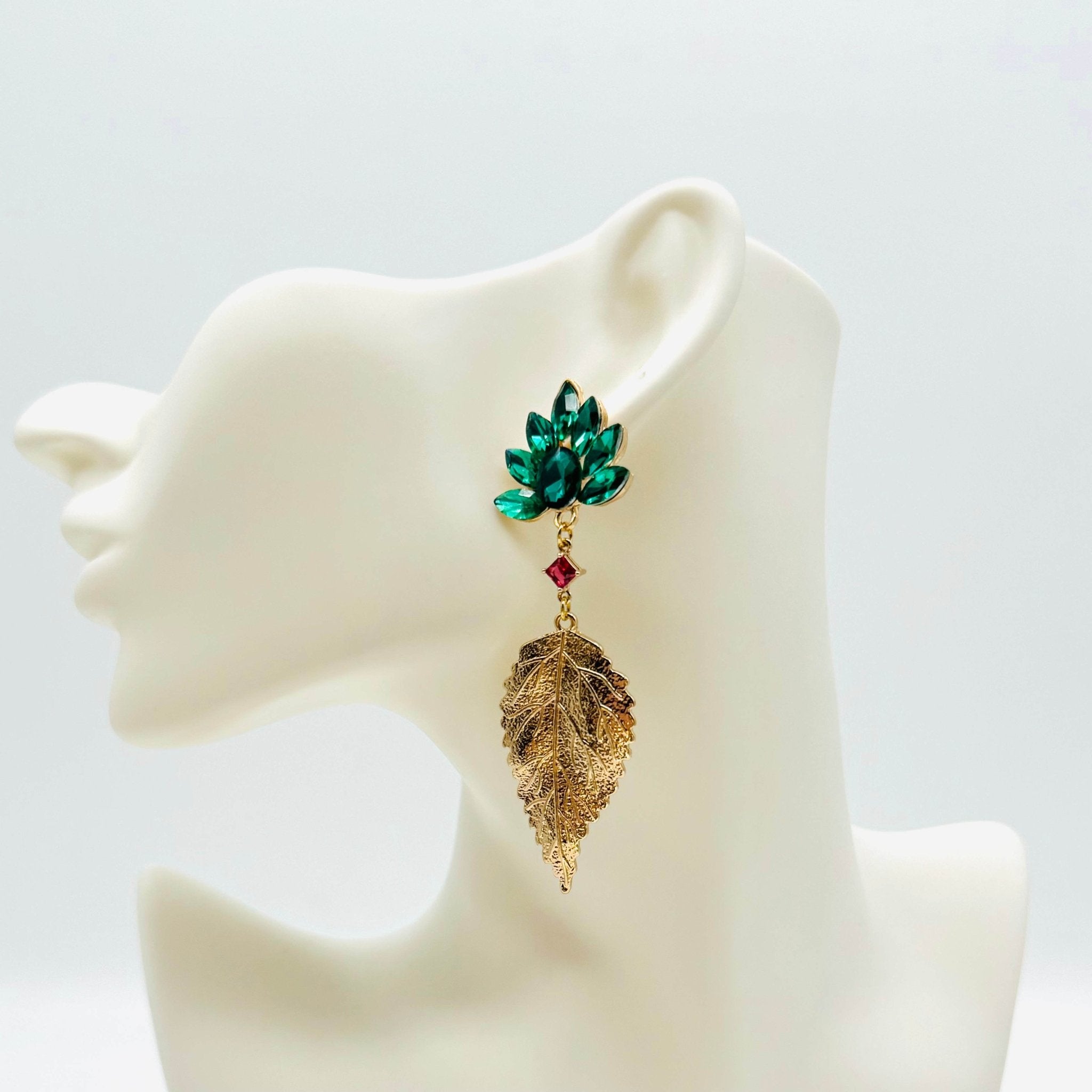 Earrings Multi Colors Leaf | Gold - Muze Earrings