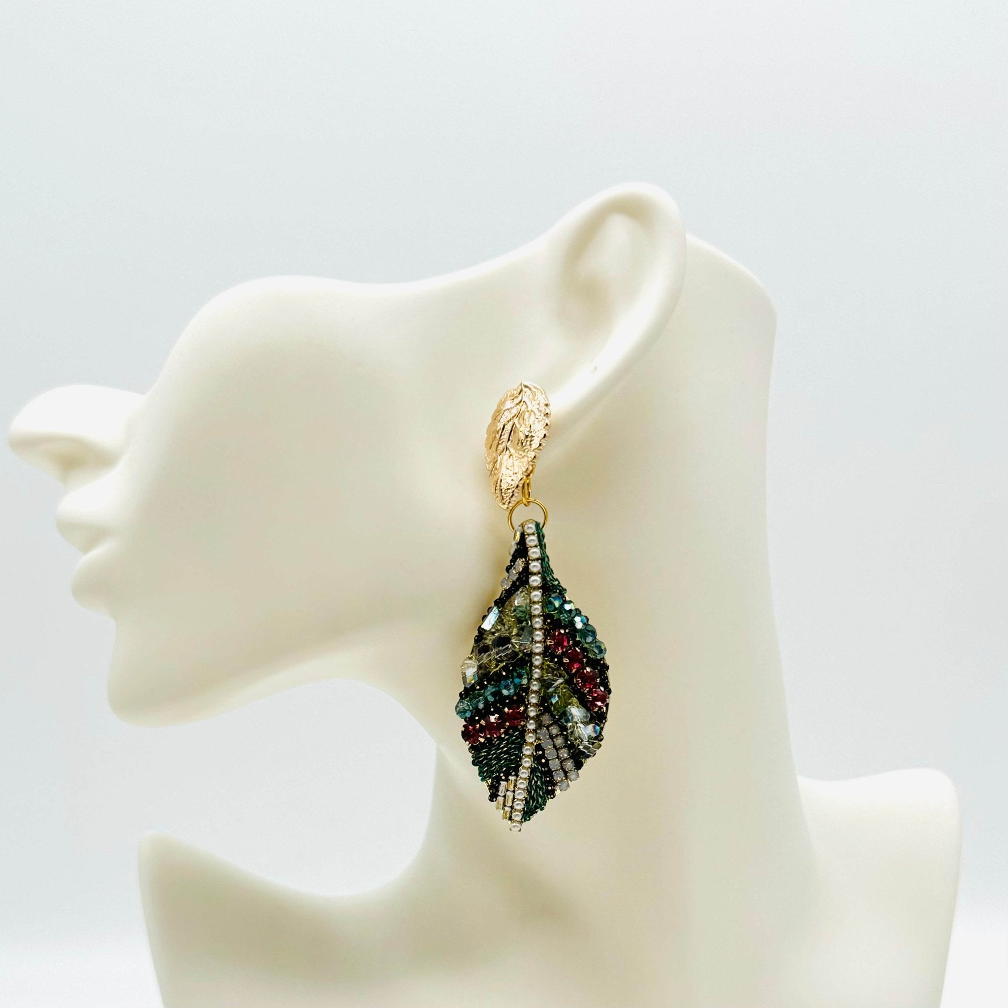 Earrings Multi Colors Leaf | Gold - Muze Earrings