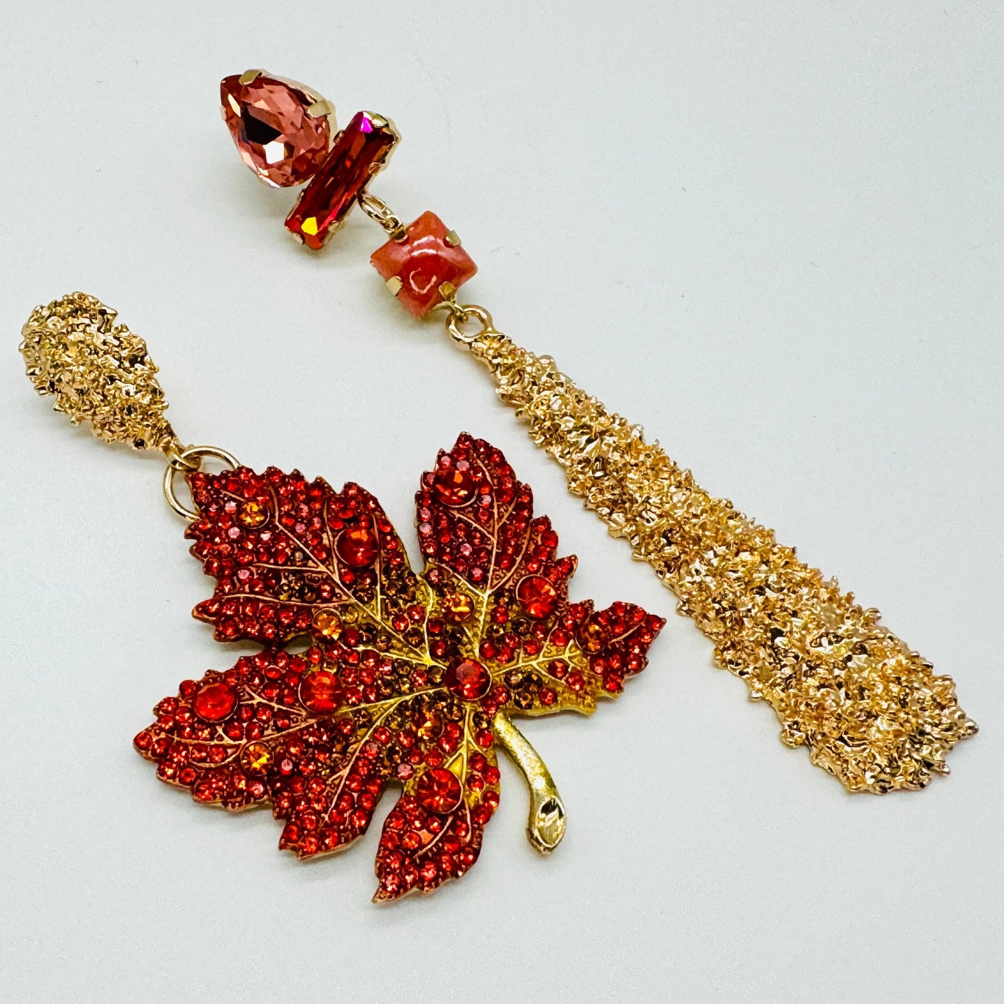 Earrings Orange Maple Leaf | Gold - Muze Earrings