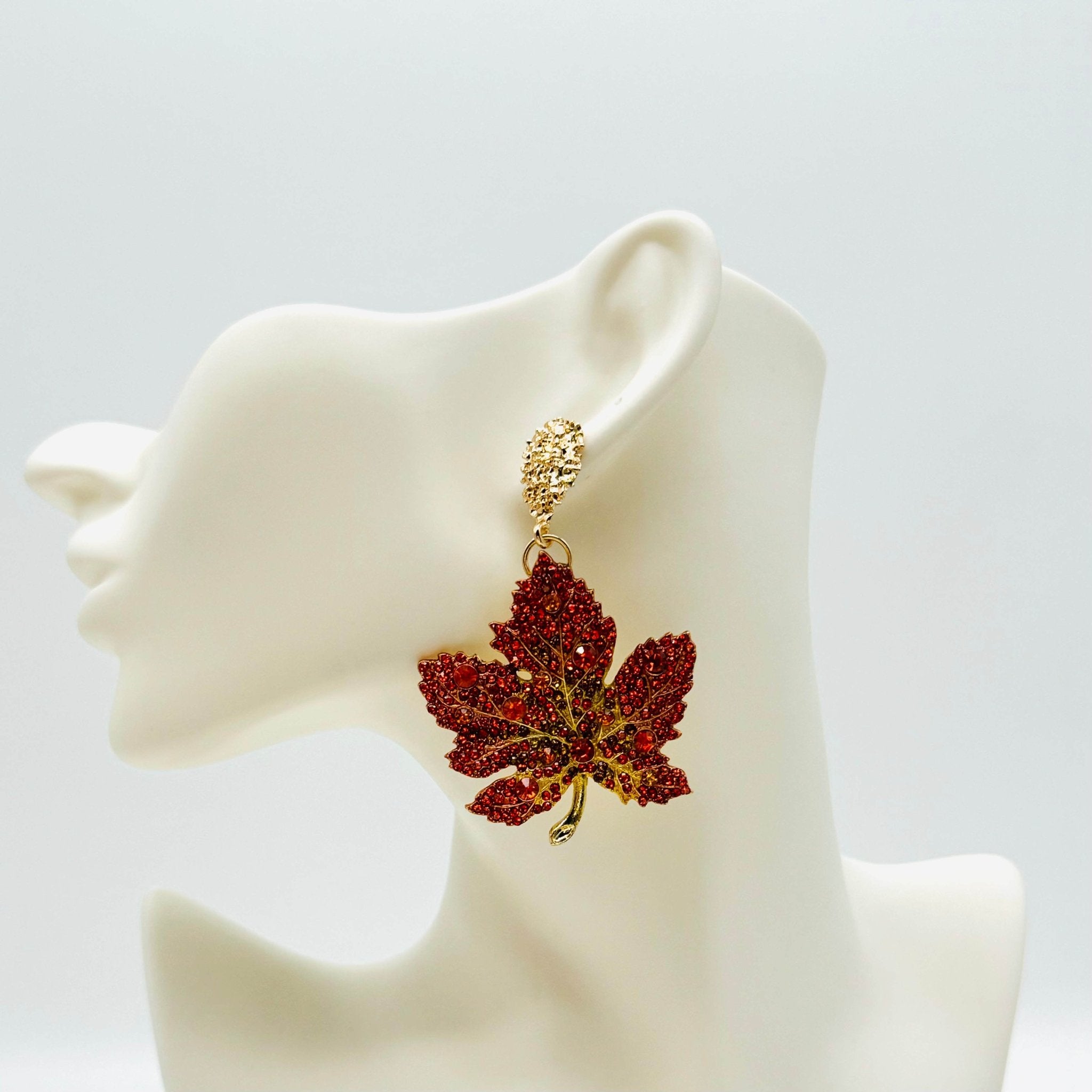 Earrings Orange Maple Leaf | Gold - Muze Earrings