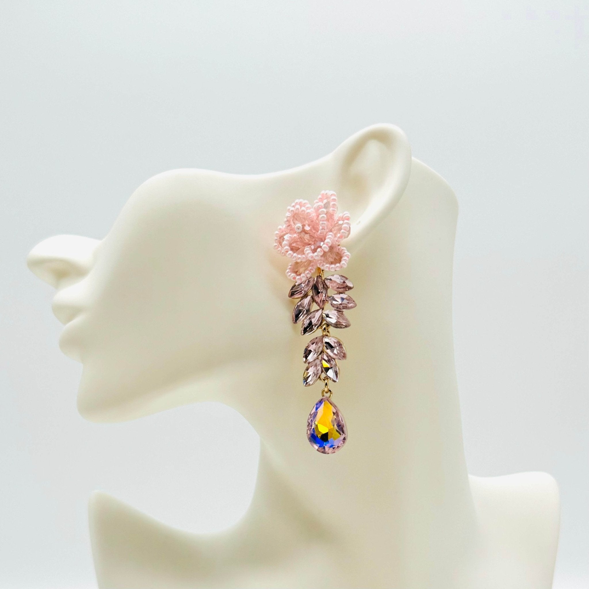 Earrings Pink Wedding Flower | Gold - Muze Earrings