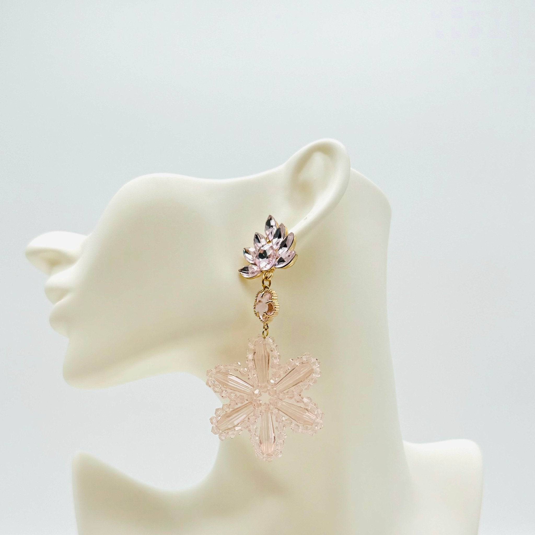 Earrings Pink Wedding Flower | Gold - Muze Earrings