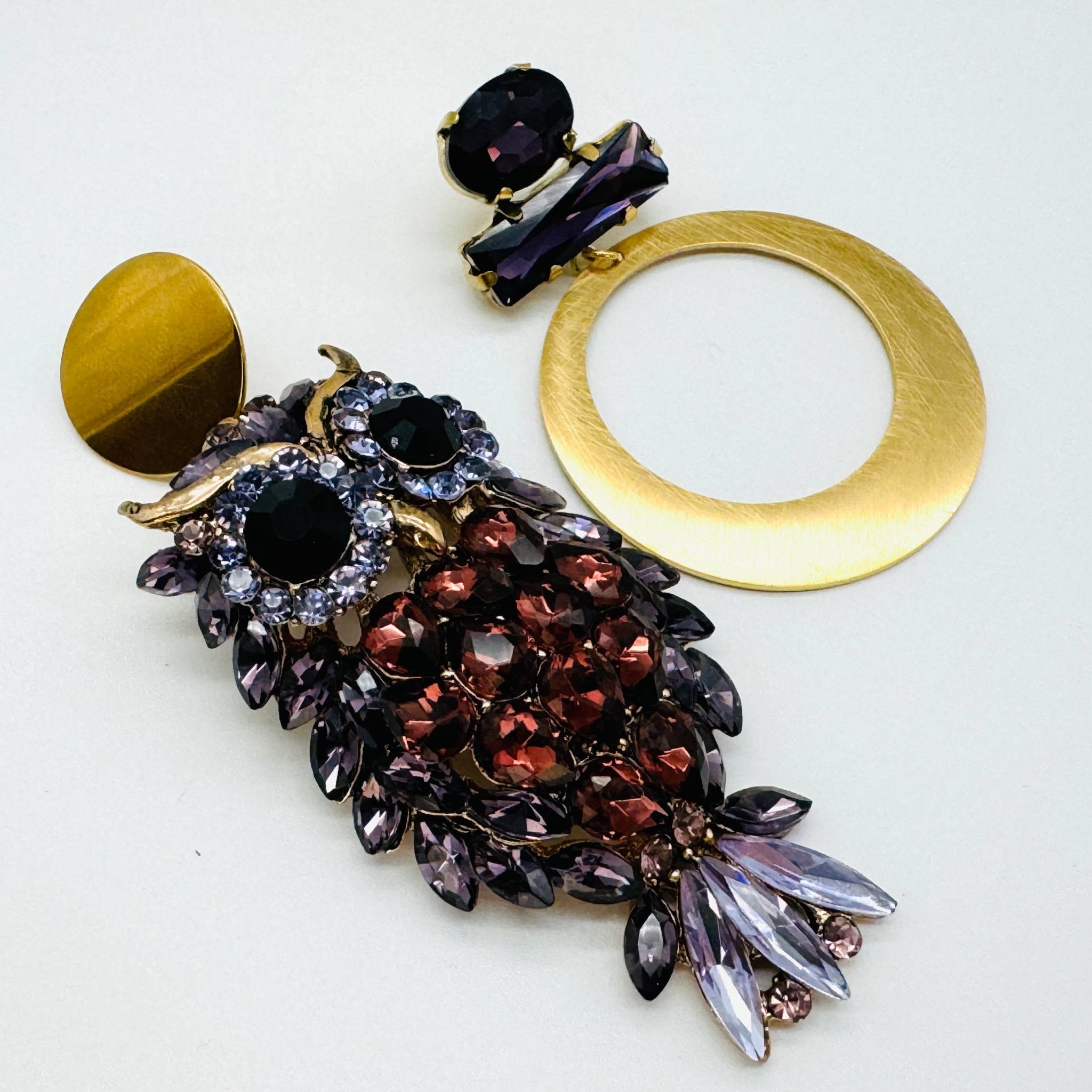 Earrings Purple Owl | Gold - Muze Earrings